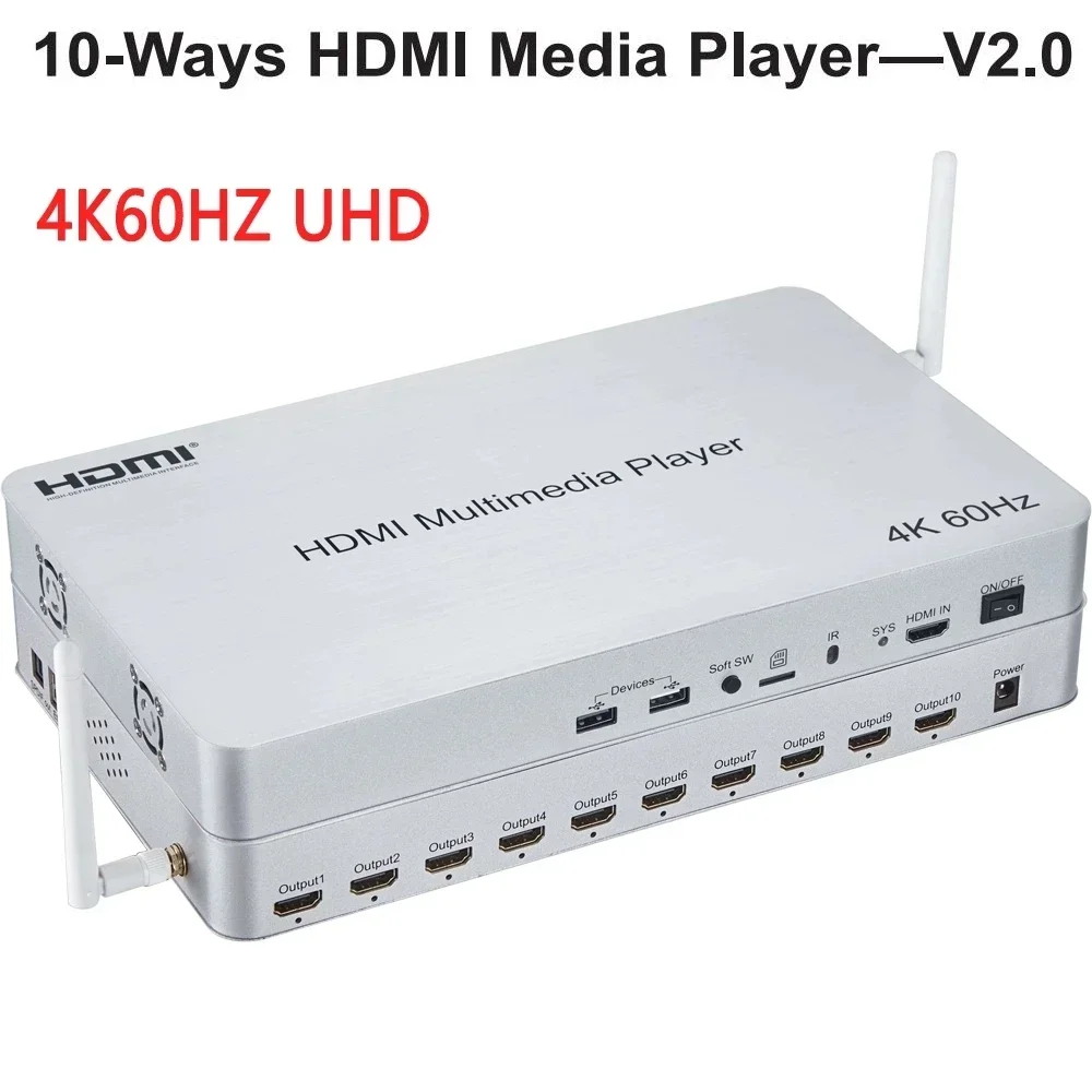 4K Media Player - 4K 60Hz 10-Kanal HDMI Multimedia-Player Splitter
