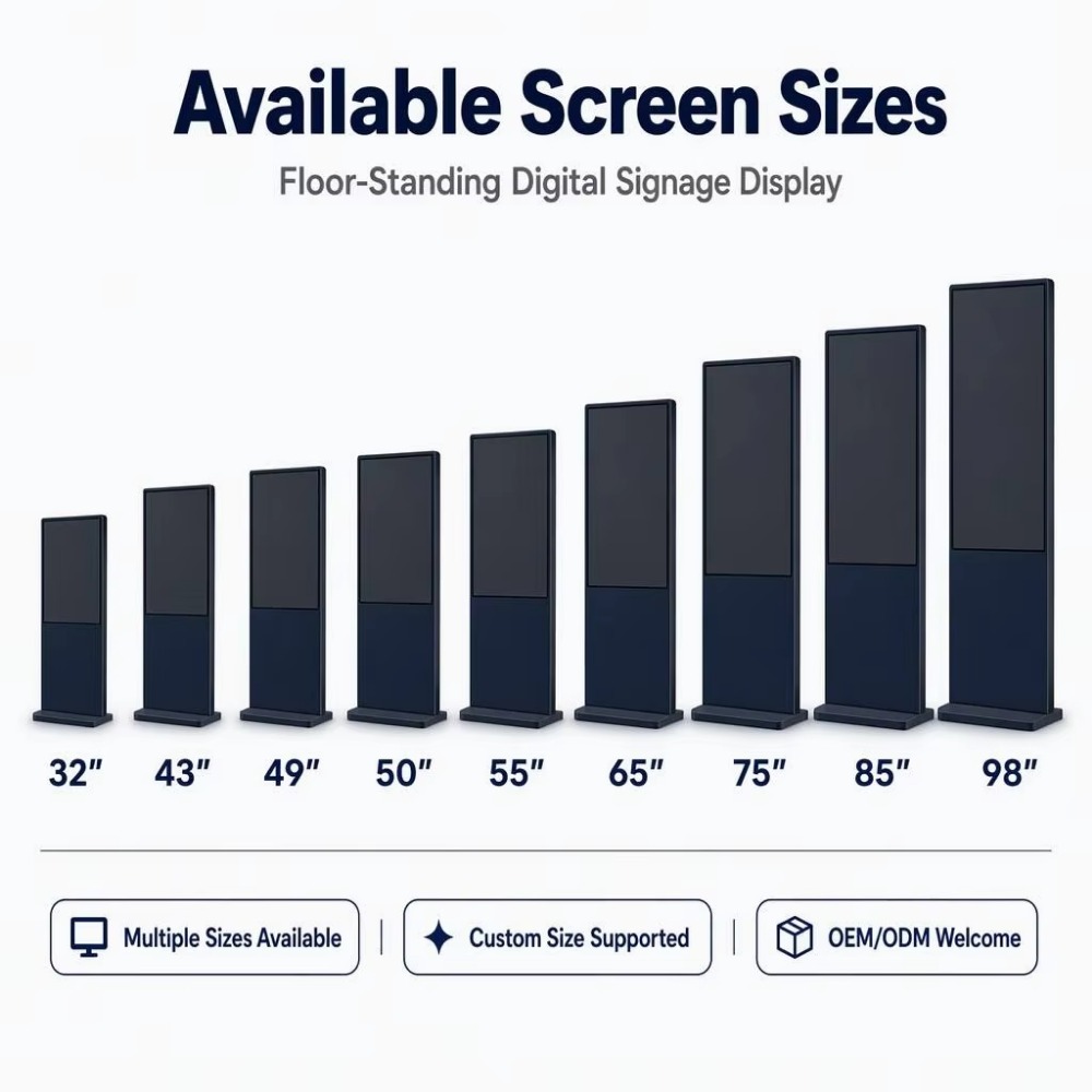 4K Media Player - Doppelseitiger Digital Signage Dual-Screen-Bodenständer Werbetotem für