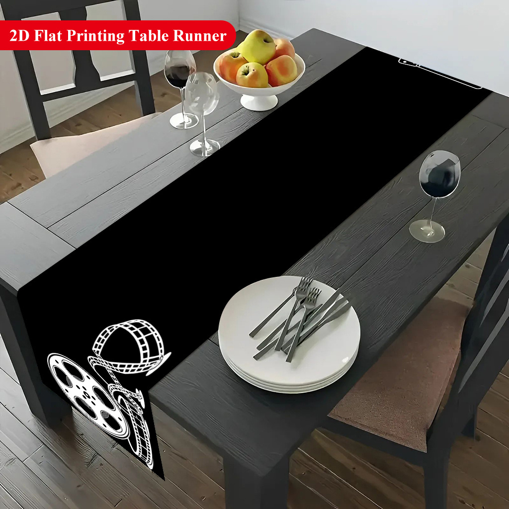 Home Cinema Restaurant - Tischläufer mit Aufdruck „Filmklapperboard“ – Motivdekoration