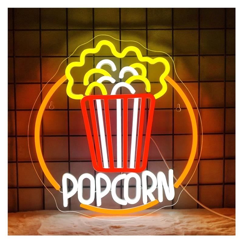 Home Cinema Today - Popcorn-Neonschild, dimmbar, USB-Lampe, Raumdekoration für Zuhause,