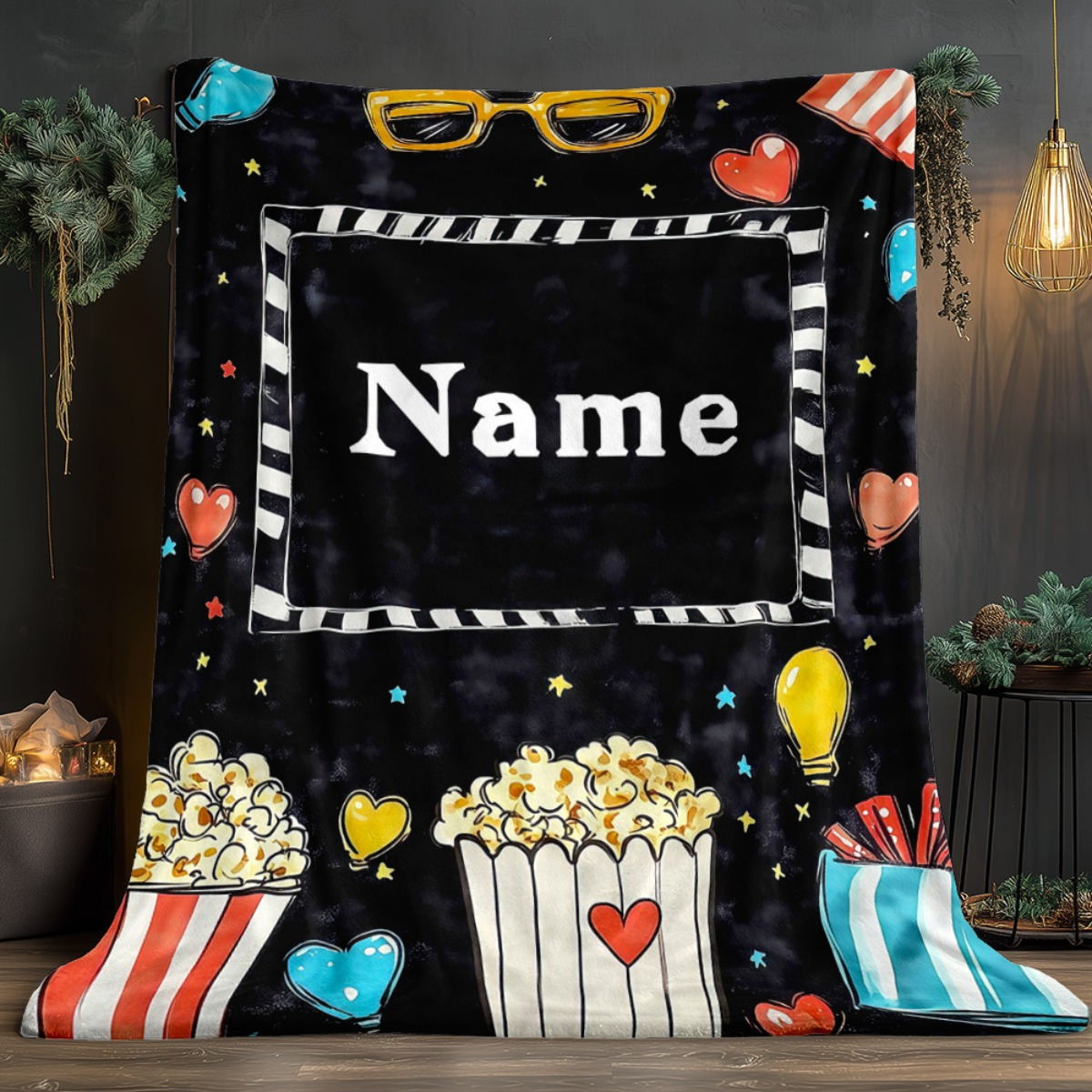 Home Cinema Night - Personalisierte Filmabend-Decke mit Anpassung von Name
