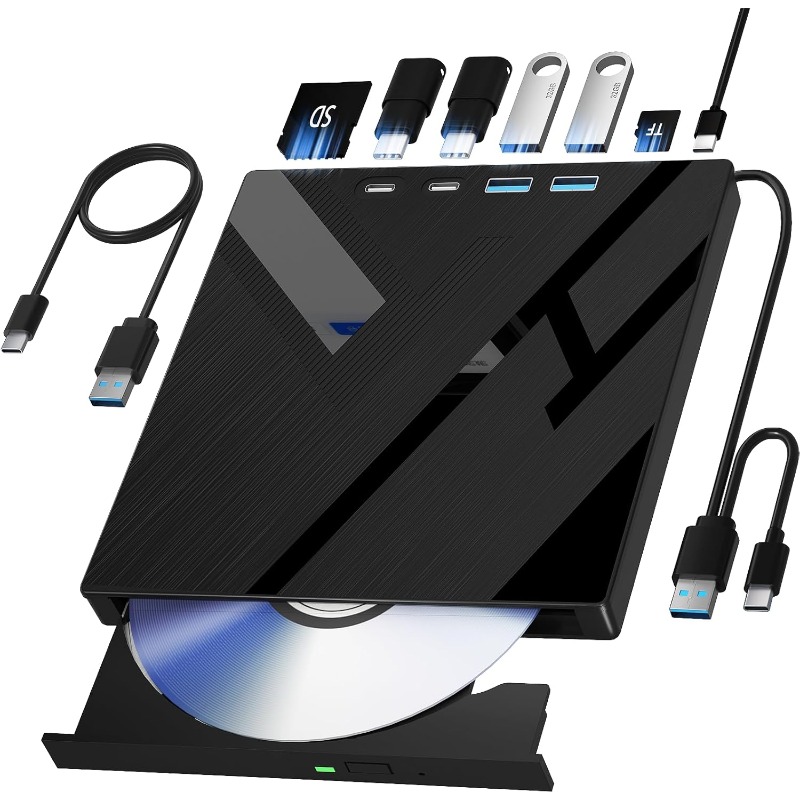 Blu Ray Disc Player - 7-in-1 externes Blu-Ray-Laufwerk unterstützt 100G-Disc, tragbarer