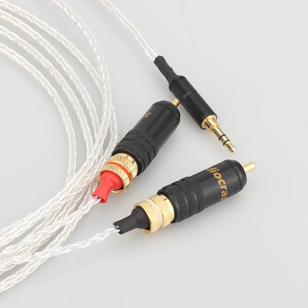 Home Cinema Choice - Audiocrast Versilbertes 3,5-mm-Stereo-auf-2-RCA-Kabel, High-End 3,5-mm-auf-Dual-RCA-Kabel für