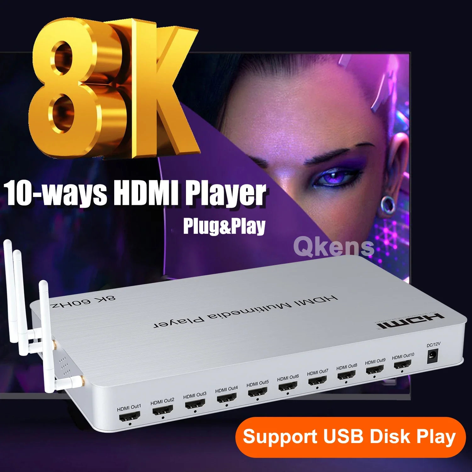 H.265 8K 60Hz 10-Port HDMI Med – 4K Media Player Bewertung und Preis