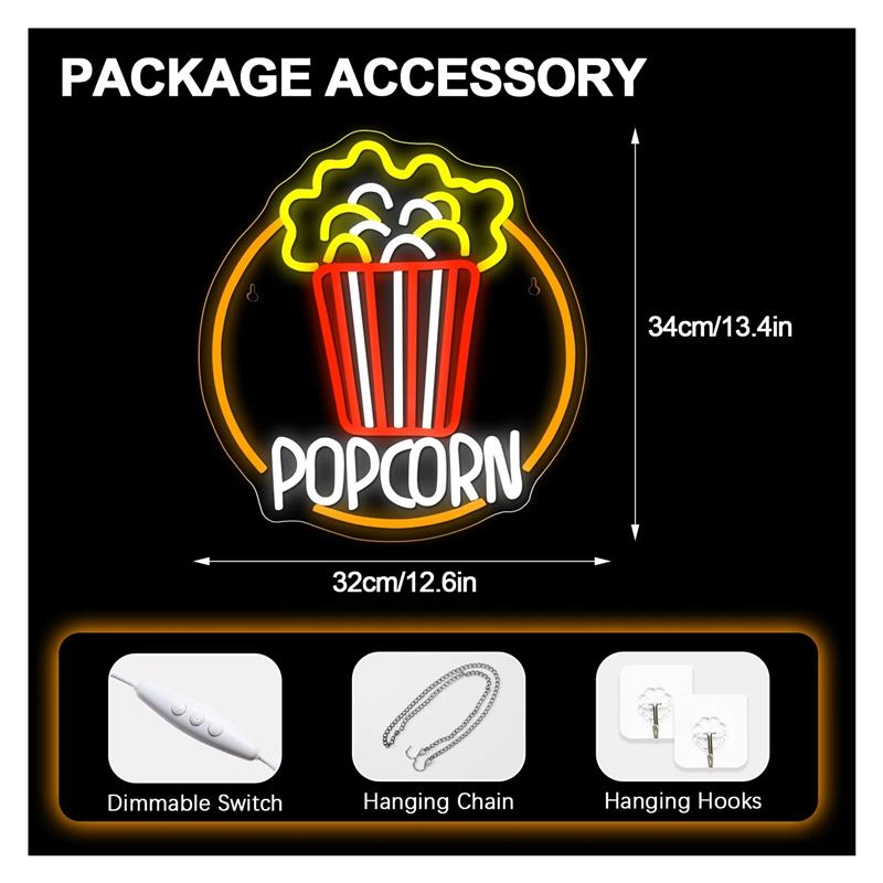 Popcorn-Neonschild, dimmbar, U – Home Cinema Today Bewertung und Preis